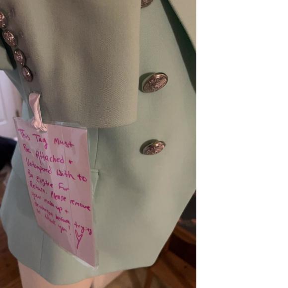 Classic structured Silver Button Double Breasted blazer mint C662 - Picture 12 of 12